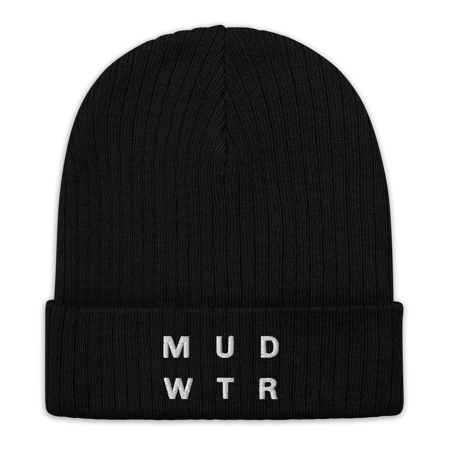 mud-wtr-beanie-c3 ribbed-knit-beanie-black-front-6478f6ebce026.png